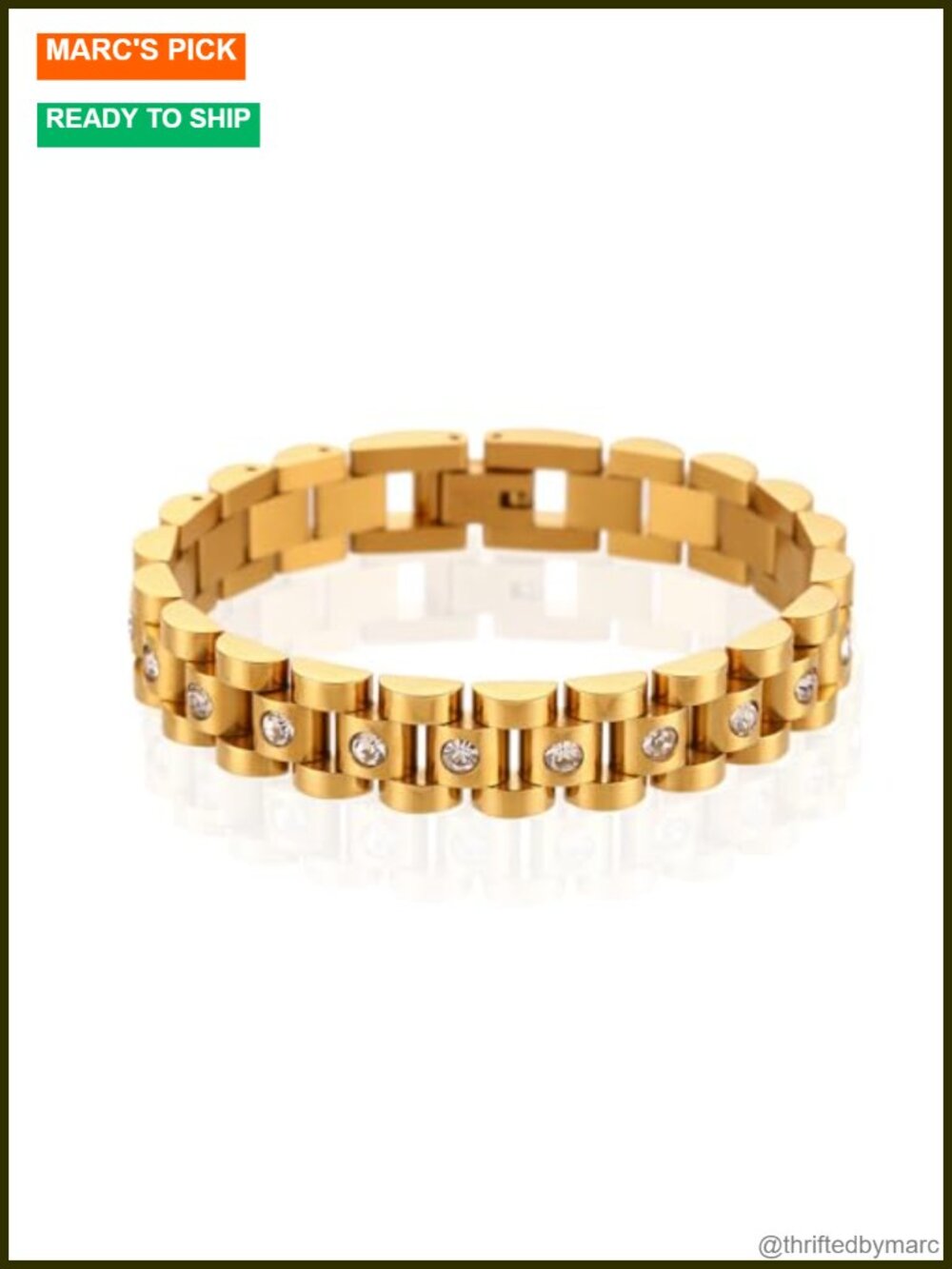 18K Gold Plated Stainless Steel Link Bracelet Women Waterproof